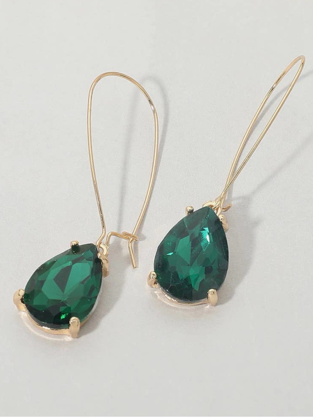 Green Pear Drop Earrings (5593)